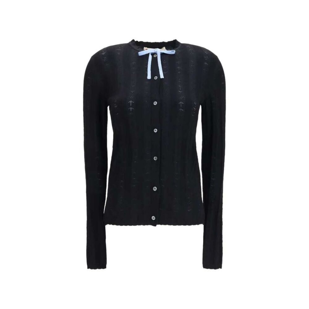 Marni Women Textured Knit Cardigan With Bow Detail